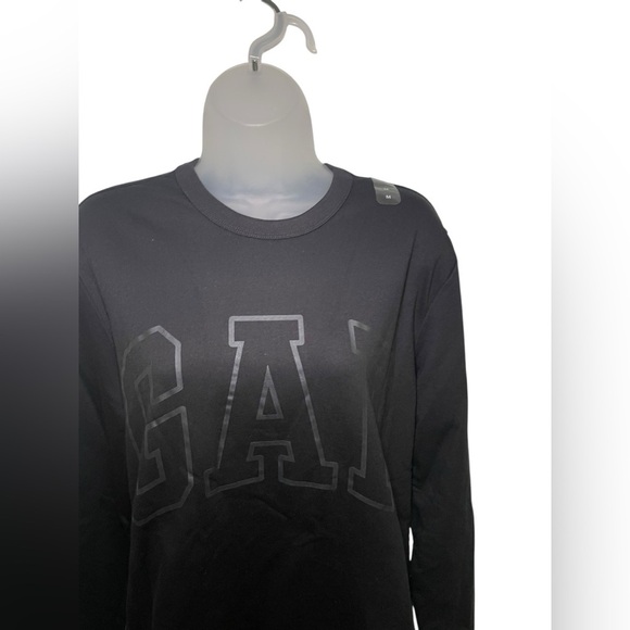 Gap New Mens Black Crew Neck Logo Sweatshirt Size Medium - Picture 3 of 7